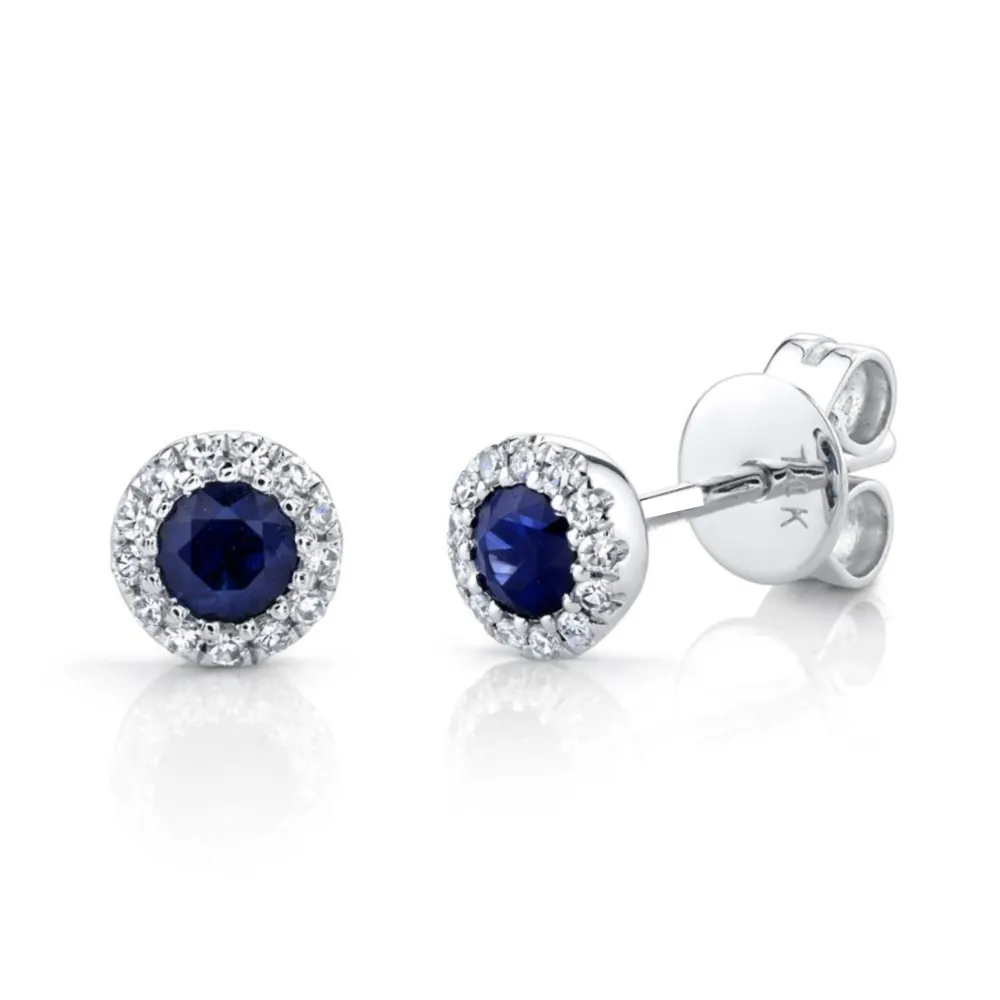 0.08ct Diamond & 0.28ct Blue Sapphire Stud Earring