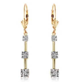 0.2 Carat 14K Solid Yellow Gold Leverback Diamond Earrings