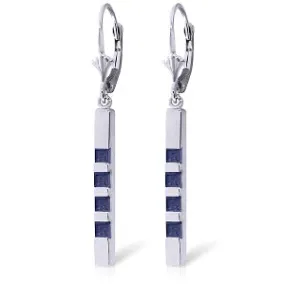 0.7 Carat 14K Solid White Gold Leverback Earringsbar Natural Sapphire