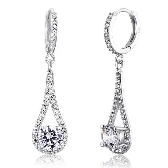 1 Carat Round Cut Solid 925 Sterling Silver Bridal Wedding Dangle Earrings Jewelry XFE8019