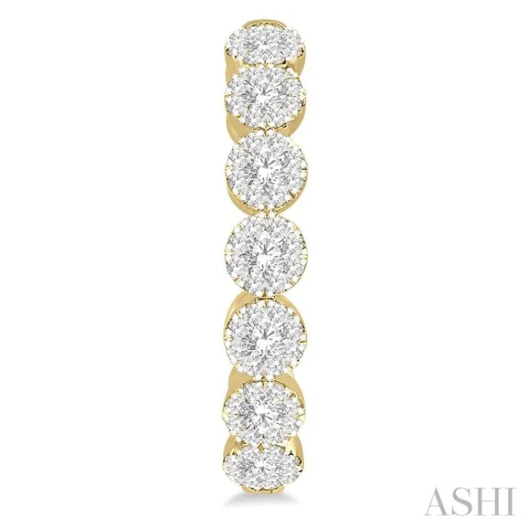 1 Ctw Round Cut Lovebright Diamond Hoop Earrings in 14K Yellow and White Gold