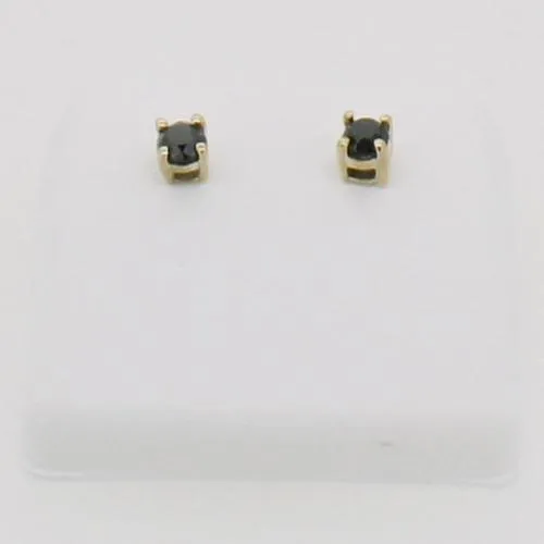 1.00cttw Real Black Diamond Earrings Studs 10K Yellow Gold