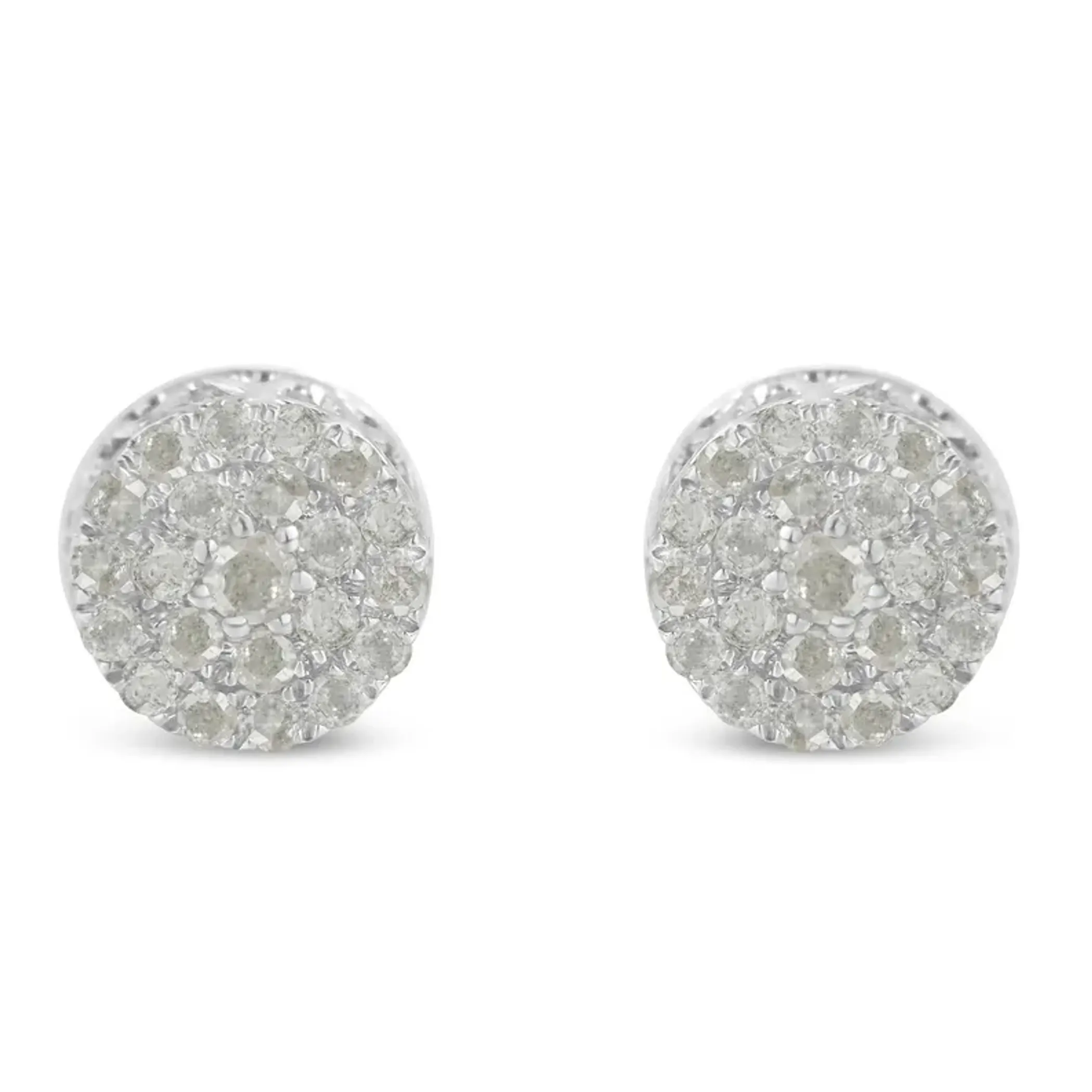 10k White Gold Diamond Cluster Stud Earrings (0.5 cttw, I-J Color, I2-I3 Clarity)