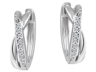 10k White Gold Ribbon Diamond Hoop Earrings