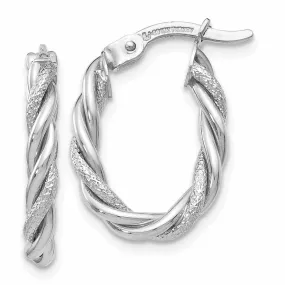 10k White Gold Tube Twisted Hoop Earrings