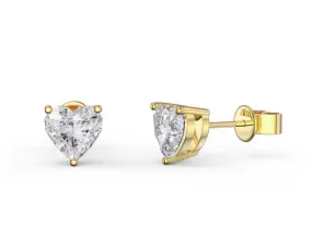 10k Yellow Gold Plated 1 Carat Heart Created White Sapphire Stud Earrings