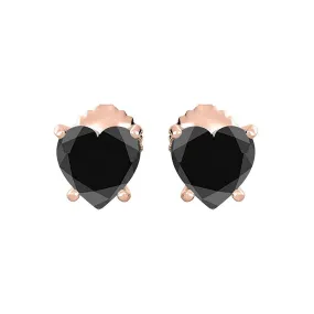 10k Yellow Gold Plated 1/2 Carat Heart Created Black Sapphire Stud Earrings