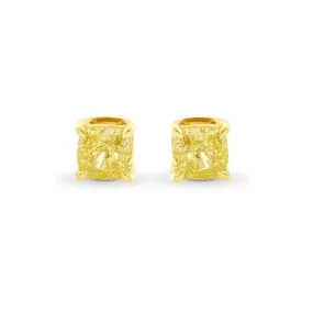 10k Yellow Gold Plated 1/2 Carat Square Created Yellow Sapphire Stud Earrings