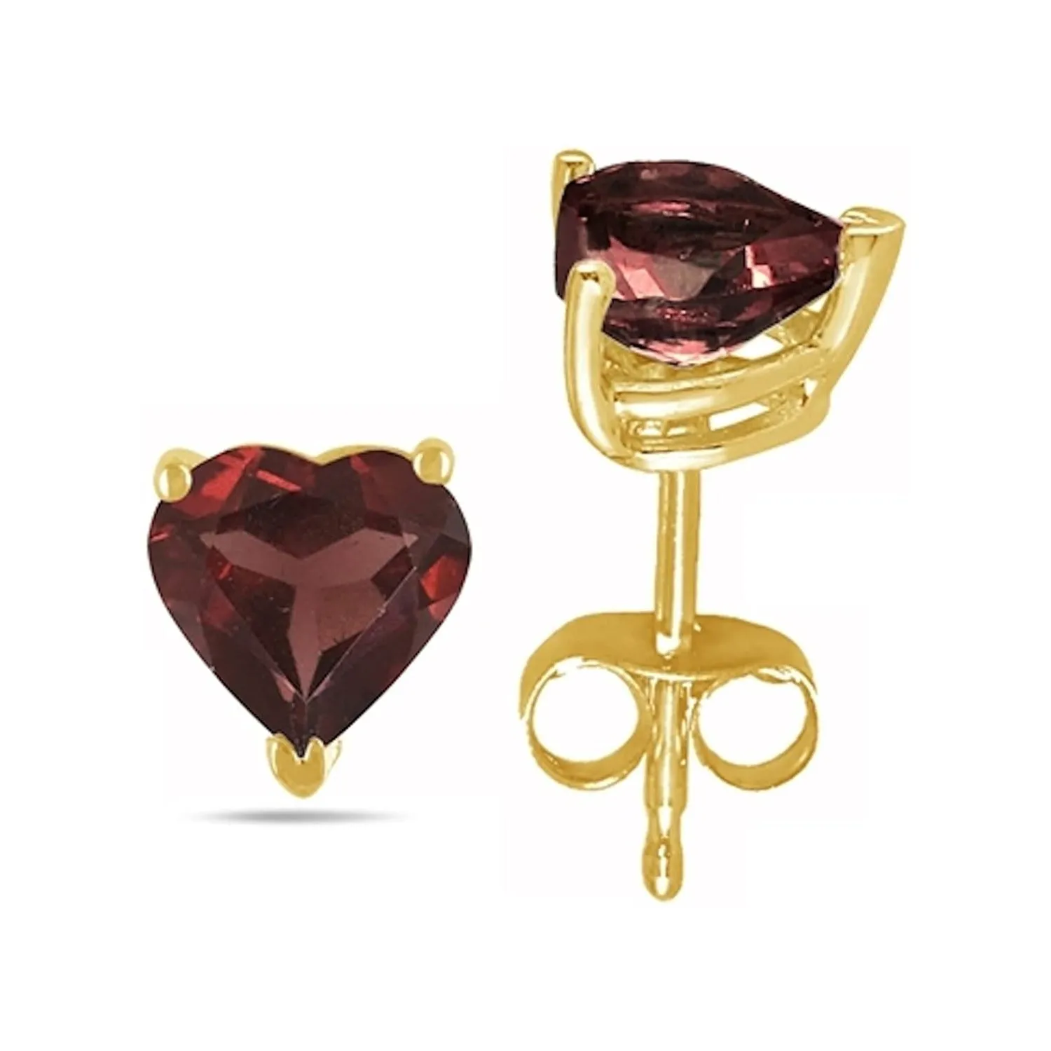 10k Yellow Gold Plated 4 Carat Heart Created Garnet Sapphire Stud Earrings