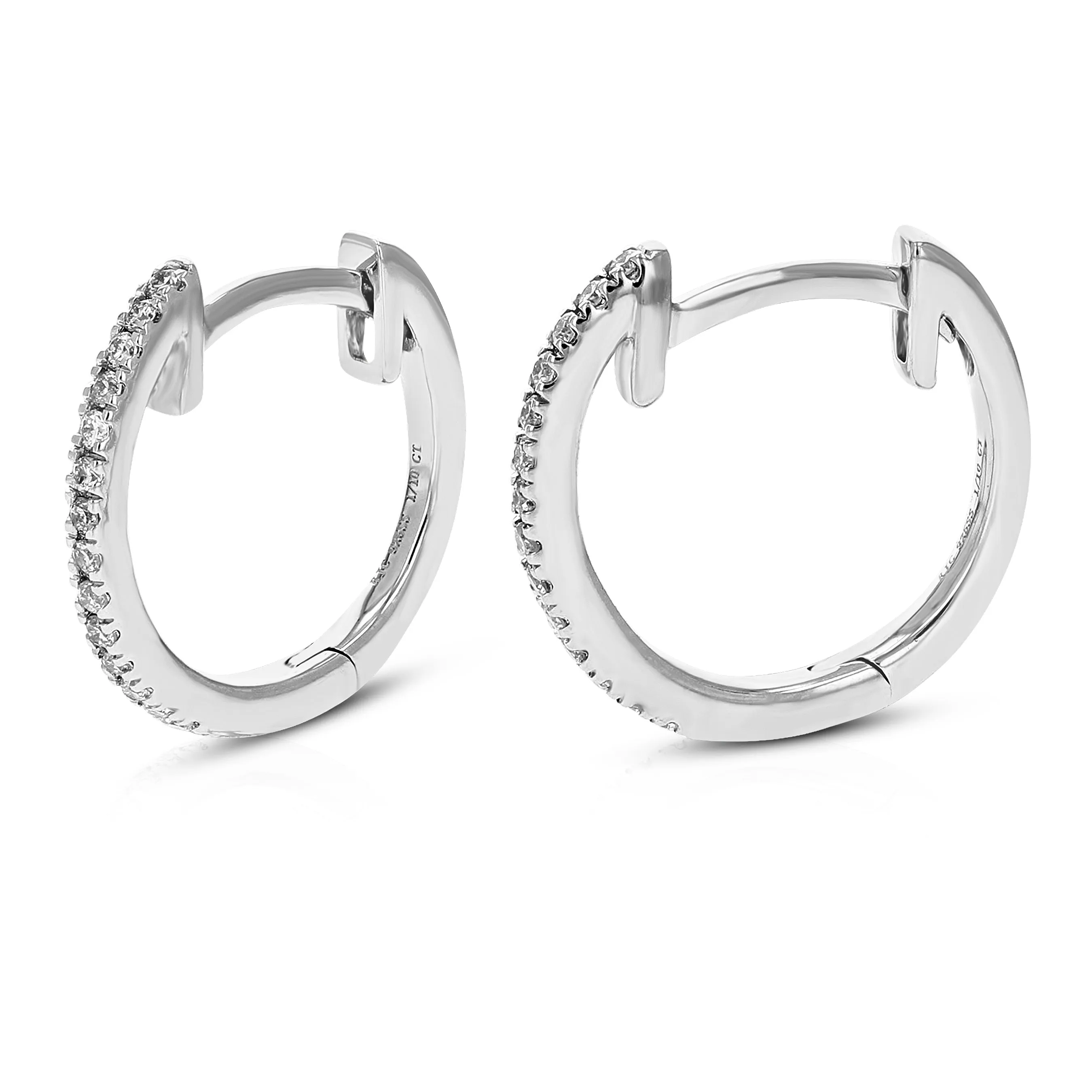 1/10 cttw Round Cut Lab Grown Diamond Prong Set Hoop Earrings in .925 Sterling Silver 2/5 Inch