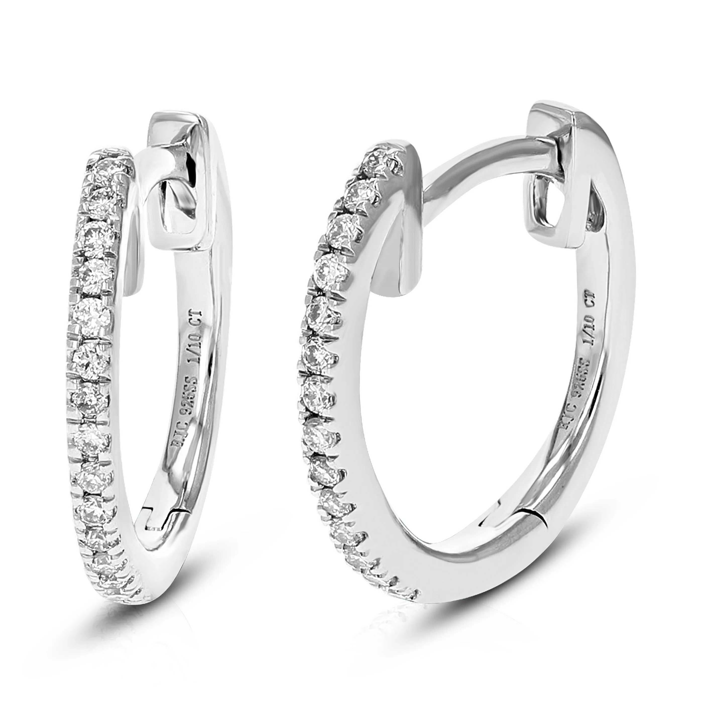 1/10 cttw Round Cut Lab Grown Diamond Prong Set Hoop Earrings in .925 Sterling Silver 2/5 Inch