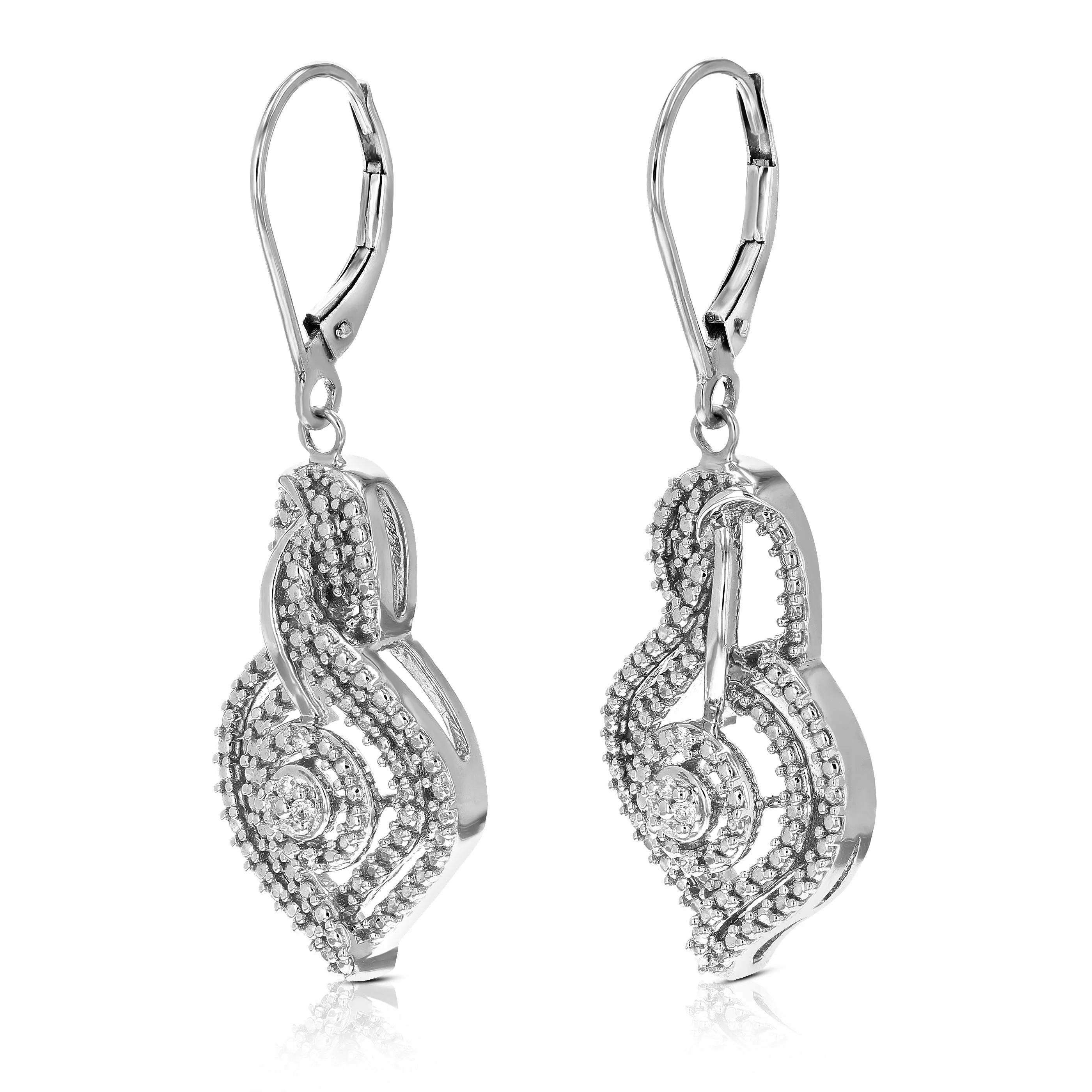 1/10 cttw Round Lab Grown Diamond Dangle Earrings .925 Sterling Silver Prong Set 1 2/3 Inch