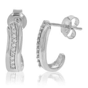 1/10 cttw Round Lab Grown Diamond Dangle Earrings .925 Sterling Silver Prong Set 1/2 Inch