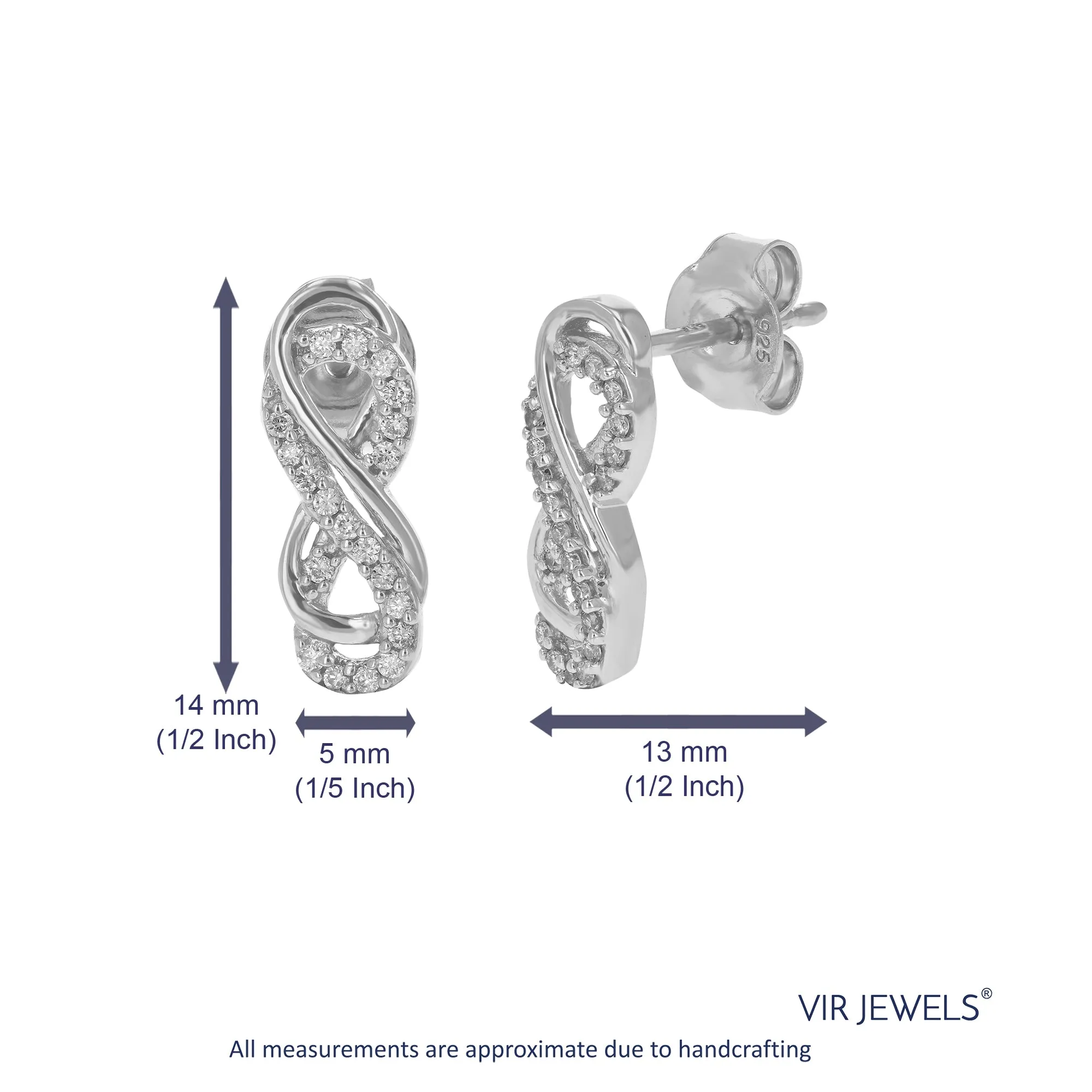 1/2 inch Dangles 1/6 cttw Round Lab Grown Diamond Earrings .925 Sterling Silver Prong Settings