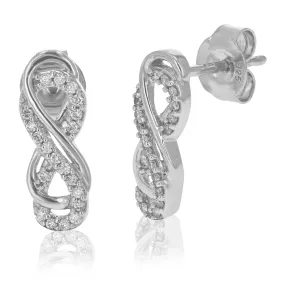 1/2 inch Dangles 1/6 cttw Round Lab Grown Diamond Earrings .925 Sterling Silver Prong Settings