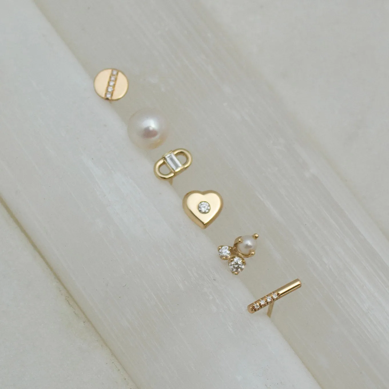 14k Diamond Nugget Heart Studs