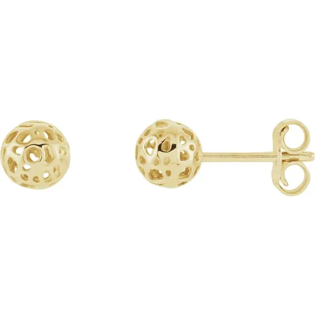 14K Gold 5 mm Pierced Ball Earrings