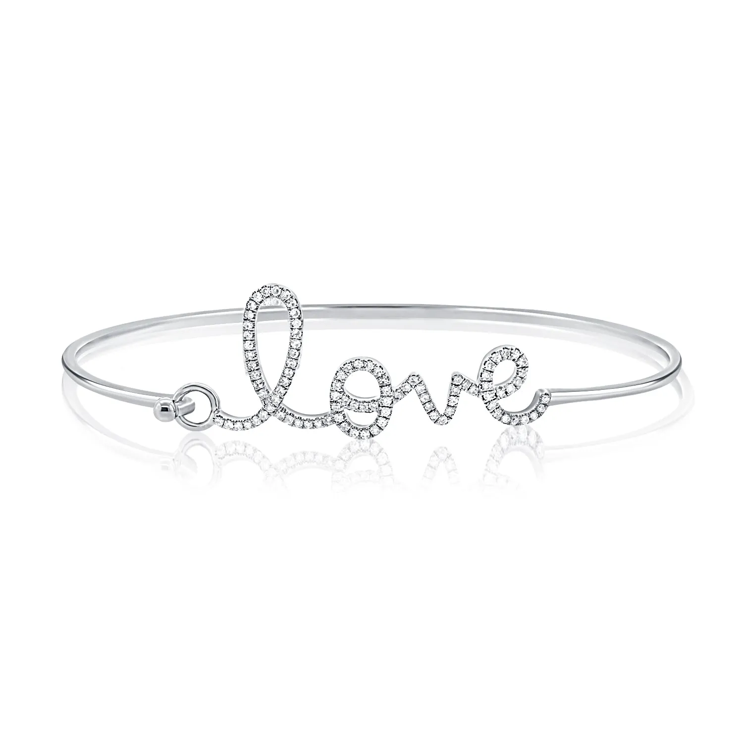 14K Gold & Diamond Script Love Bangle - 0.36ct