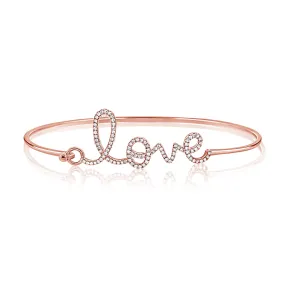 14K Gold & Diamond Script Love Bangle - 0.36ct