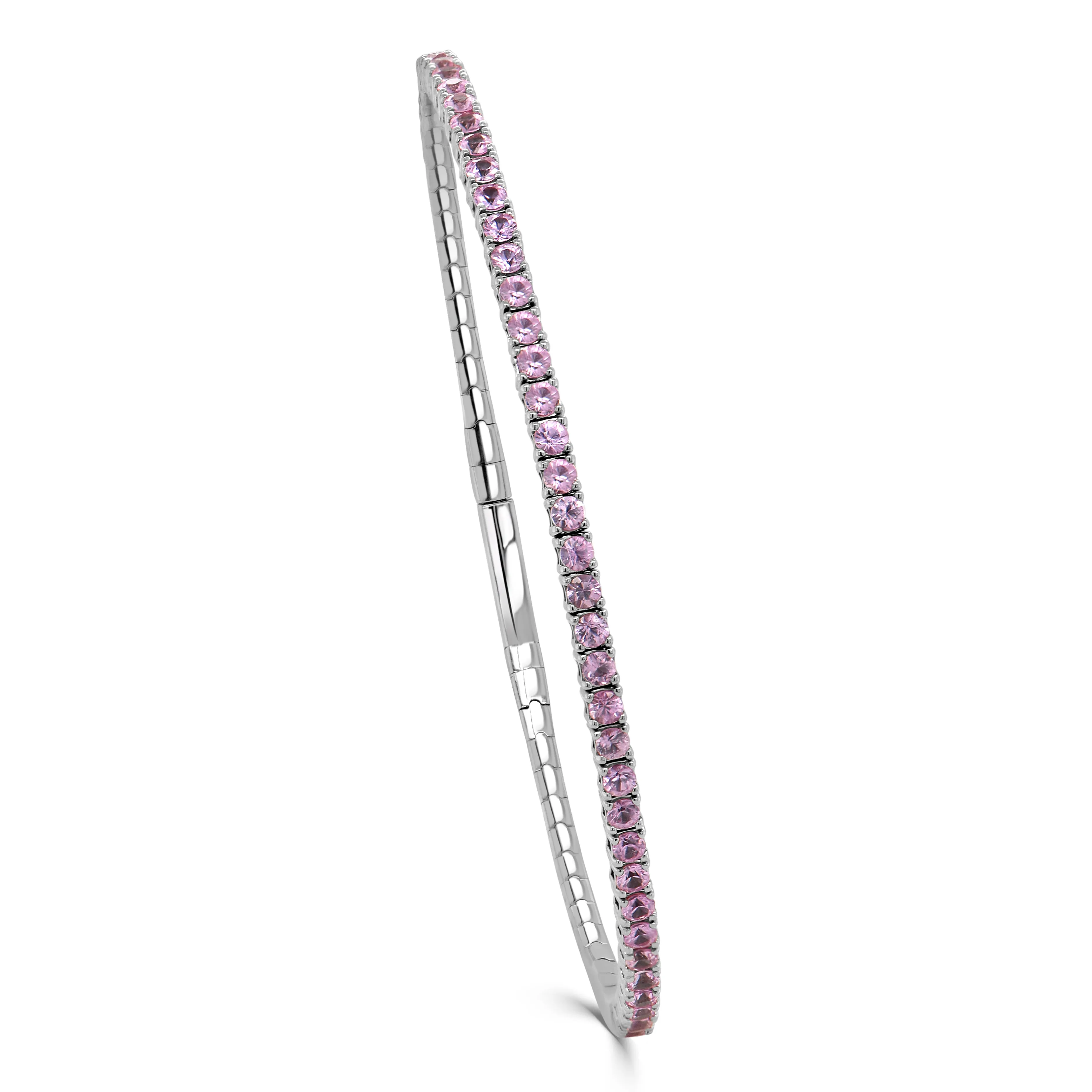 14K Gold & Pink Sapphire Flexible Bangle - 1.85ct