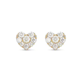 14K Gold Diamond Heart-Shaped Stud Earrings