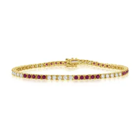 14K GOLD DIAMOND RUBY COLETTE TENNIS BRACELET