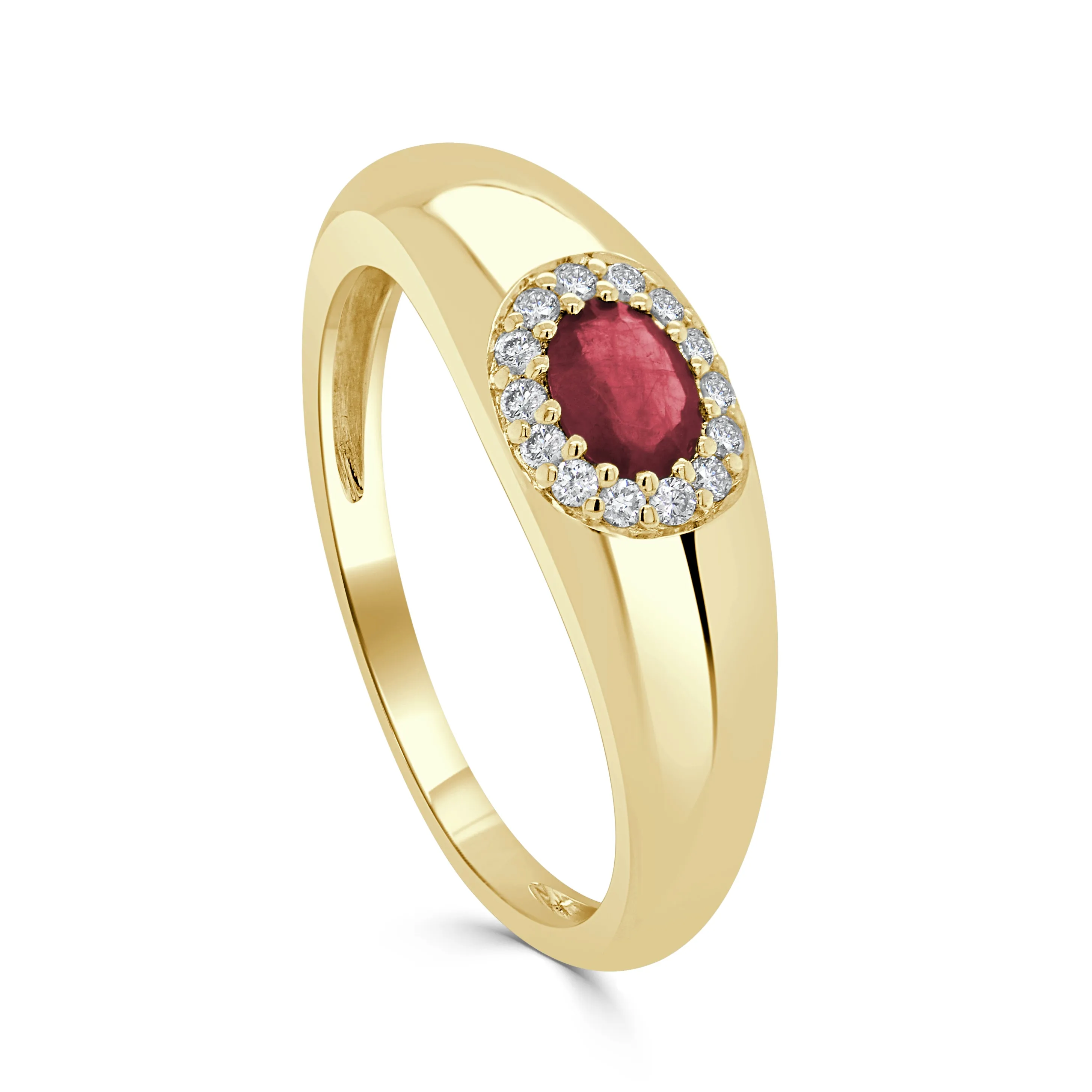 14K Gold Oval Ruby & Diamond Band