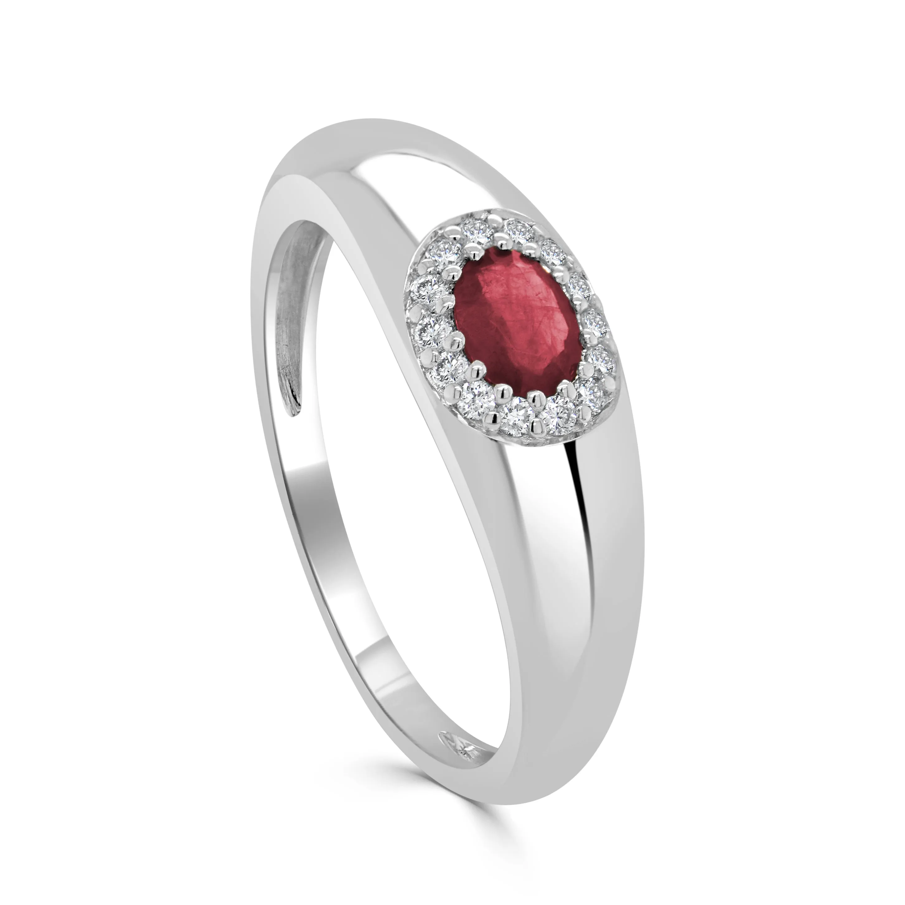 14K Gold Oval Ruby & Diamond Band