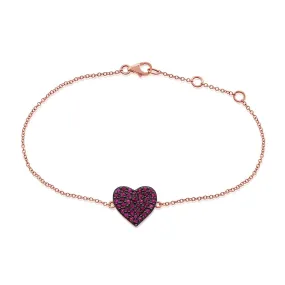 14K GOLD RUBY ROWAN HEART BRACELET