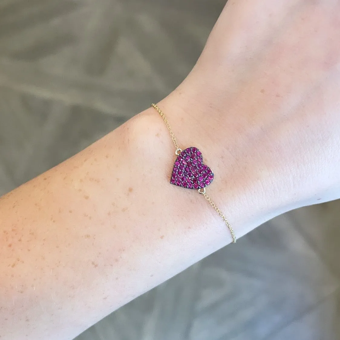 14K GOLD RUBY ROWAN HEART BRACELET