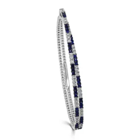 14k Gold Sapphire & Diamond Double Row Flexible Bangle