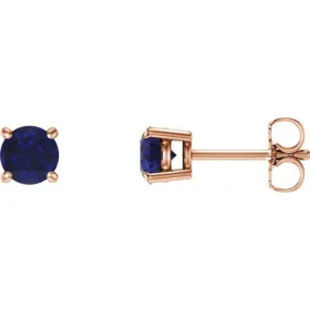 14K Rose 5 mm Lab-Grown Blue Sapphire Stud Earrings