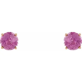 14K Rose 5 mm Natural Pink Sapphire Stud Earrings