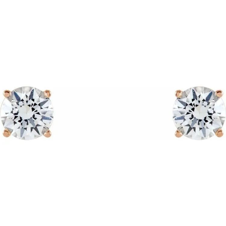 14K Rose 5 mm Natural White Sapphire Stud Earrings