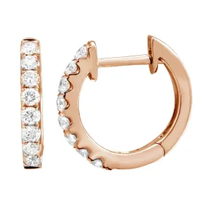 14k Rose Gold Diamond Huggy Earrings