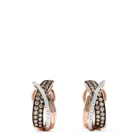 14K Rose Gold Espresso and White Diamond Earrings, 0.73 TCW