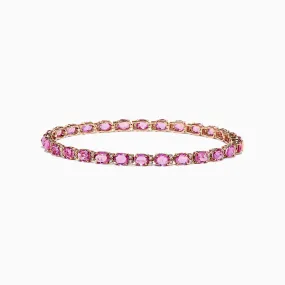 14K Rose Gold Pink Sapphire and Diamond Tennis Bracelet, 9.03 TCW