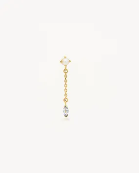 14k Solid Gold Into The Blue Chain Earring