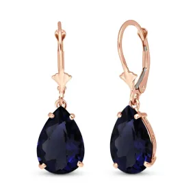 14K Solid Rose Gold Leverback Earrings Natural Sapphire Certified Class