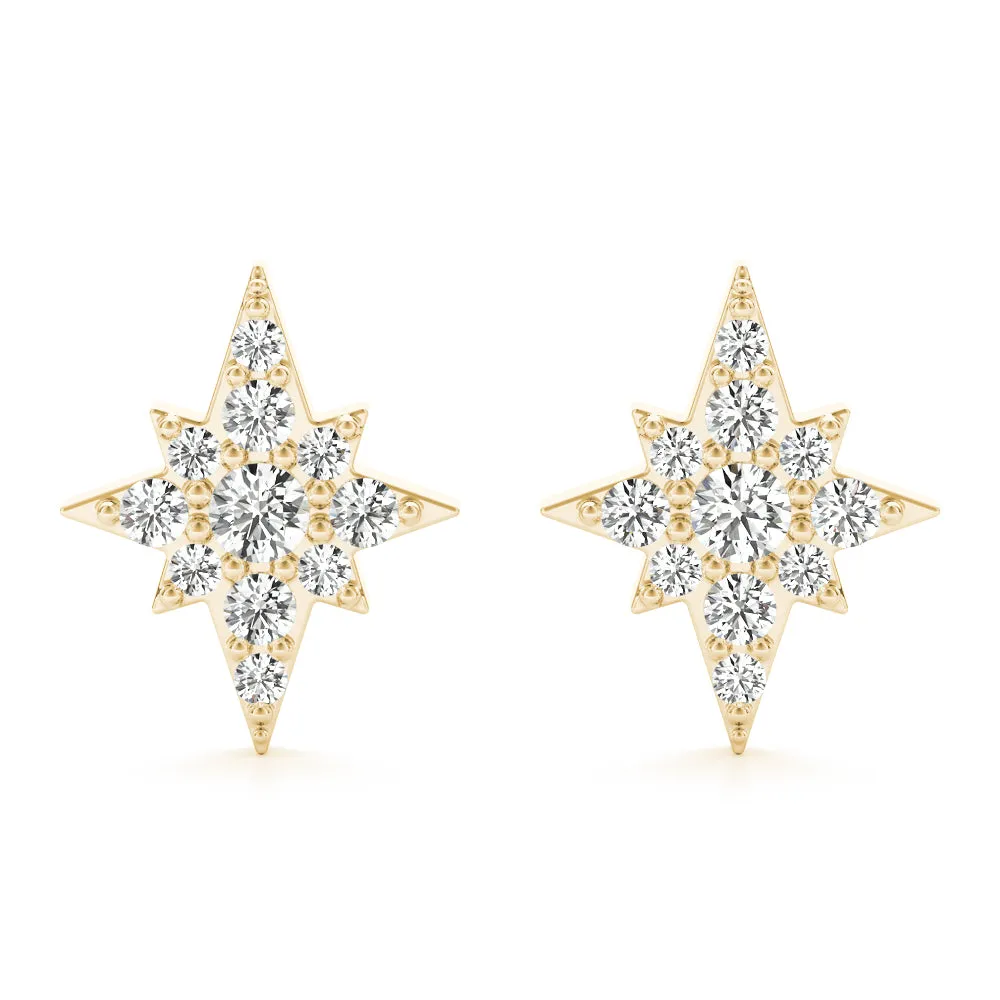 14K Star Diamond Earring