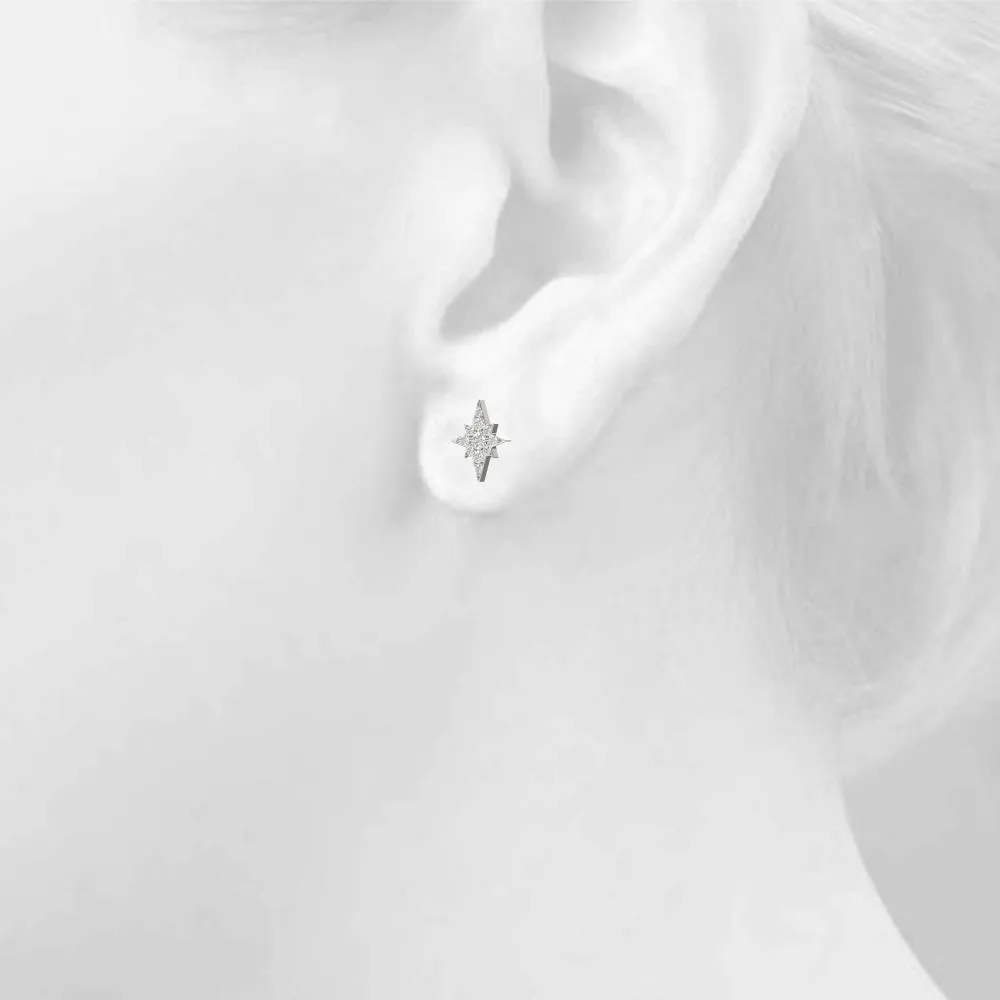 14K Star Diamond Earring