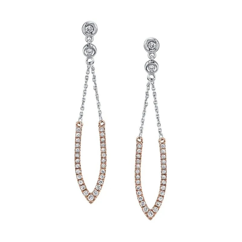 14K Two-Tone Gold 0.40ct. Diamond Drop Earrings