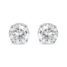 14K White Gold 1/5 Cttw Round Brilliant-Cut Diamond Classic 4-Prong Stud Earrings (L-M Color, I1-I2 Clarity)