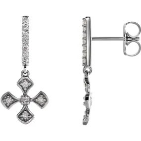 14K White Gold 1/5 CTW Natural Diamond Cross Dangle Earrings