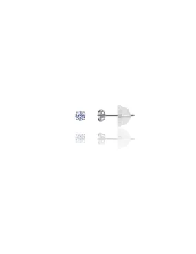 14K White Gold 2.5MM Round CZ Pushback Stud Earrings