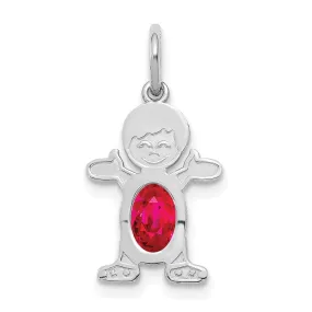 14k White Gold Boy Oval Genuine Ruby