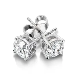 14K White Gold Diamond Stud Earrings, 1.23 Carat tw