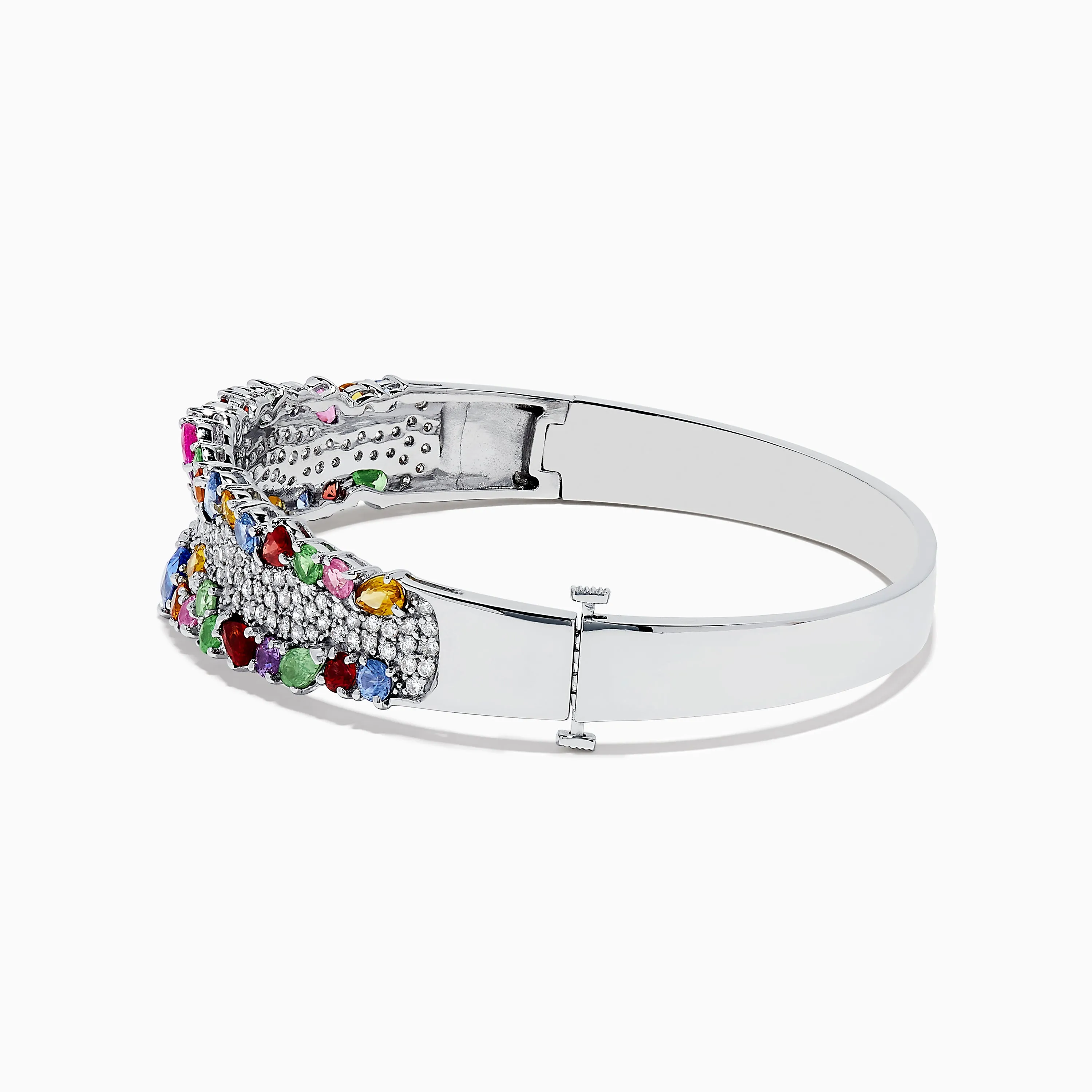 14K White Gold Multi Sapphire and Diamond Bangle