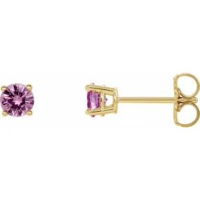 14K Yellow 2.5 mm Natural Pink Sapphire Stud Earrings