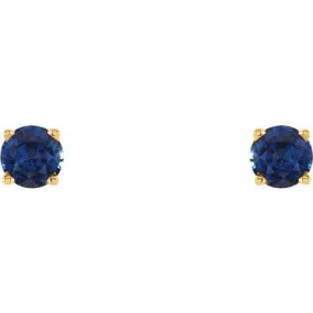 14K Yellow 5 mm Natural Blue Sapphire Stud Earrings